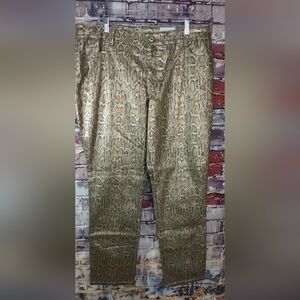 Chico's Platinum Denim Gold Metallic Snake Print Jeans